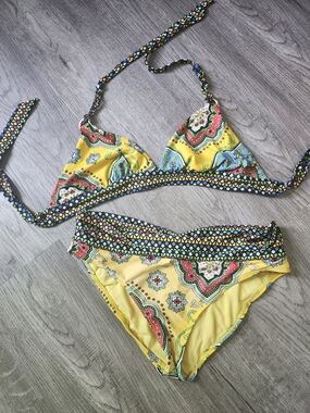 Yellow Paisley Print Bikini Set - Swim Systems